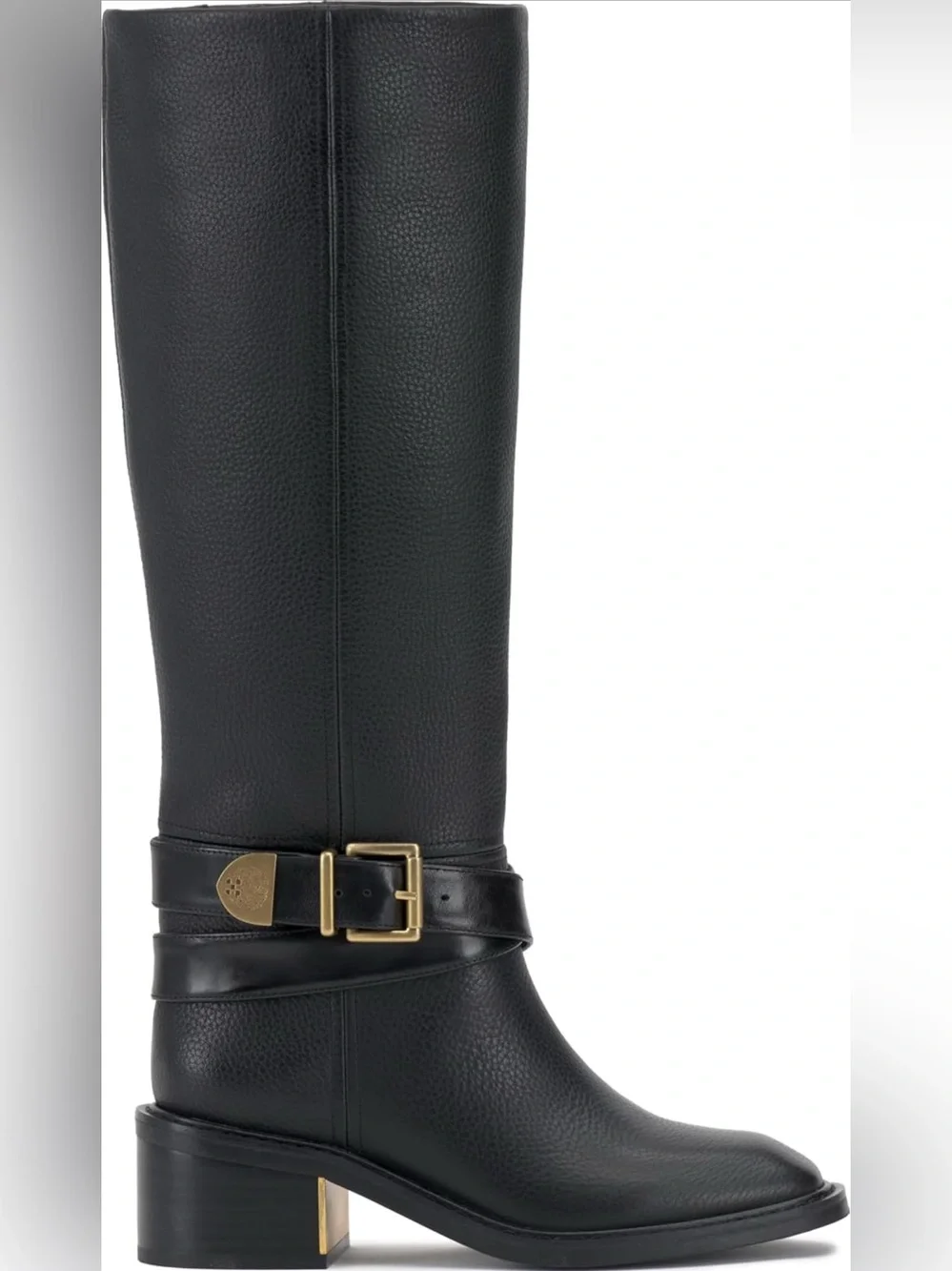 Vince Camuto Gini women Black Leather Over-the-Knee Buckle Boots, wide calf